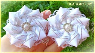 Канзаши/Цветы из репсовой ленты МК/Grosgrain Ribbon Flower/Flor de Fita de Gorguro/Ola ameS DIY