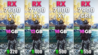 RX 7600 XT vs RX 7700 XT vs RX 7800 XT vs RX 7900 GRE - Test in 10 Games