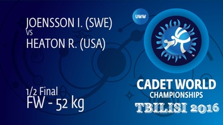 1/2 FW - 52 kg: R. HEATON (USA) df. I. JOENSSON (SWE) by FALL, 2-4