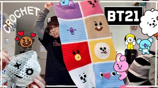 BT21 BLANKET CROCHET + van plushie
