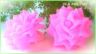 Цветы из лент/Розы из органзы/ Ribbon Flowers how to make/ Flor de fitas/ Ola ameS DIY