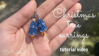 How to make Christmas Tree earrings•Hoa tai cây thông Noel•Macrame tutorial