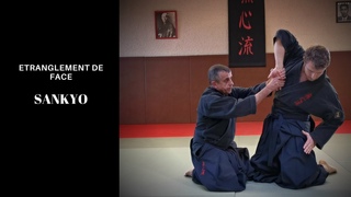 Dfense sur tranglement de face,Sankyo  Mushin ryu cole de jujitsu, arts martiaux japonais.
