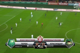 Футбол. РФПЛ. 16-й тур. Терек - Краснодар 2:0 33’ Георге Грозав