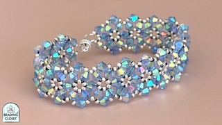 Liquid Crystal Interconnecting Hexagon Bracelet Beading Tutorial /4mm Bicone Crystals & Seed Beads